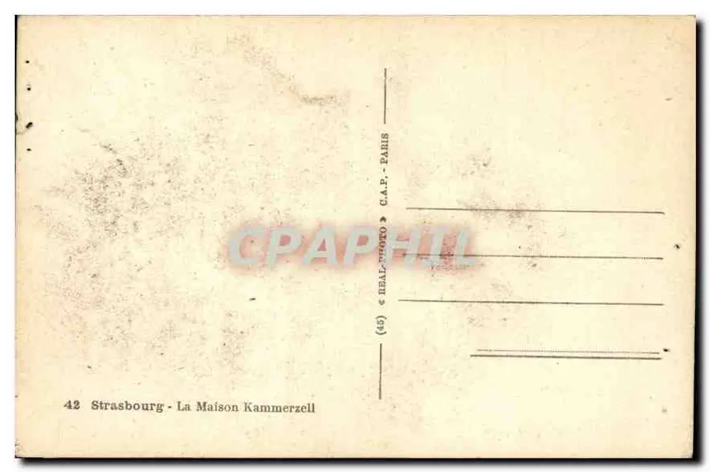 Estrasburgo - A Casa Kammerzell — editor REAL-NHOTO, n°42 - Verso