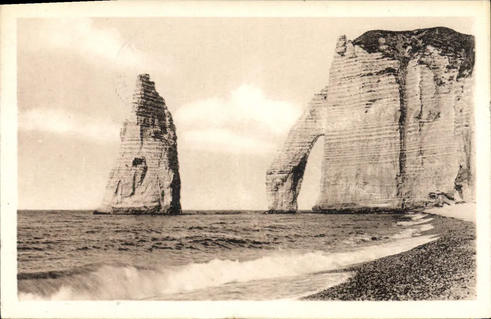 Étretat — Die Große Nadel und die Aval-Tür — Verlag: Des Photomécaniques, Paris - S. Marbourg - Vorderseite