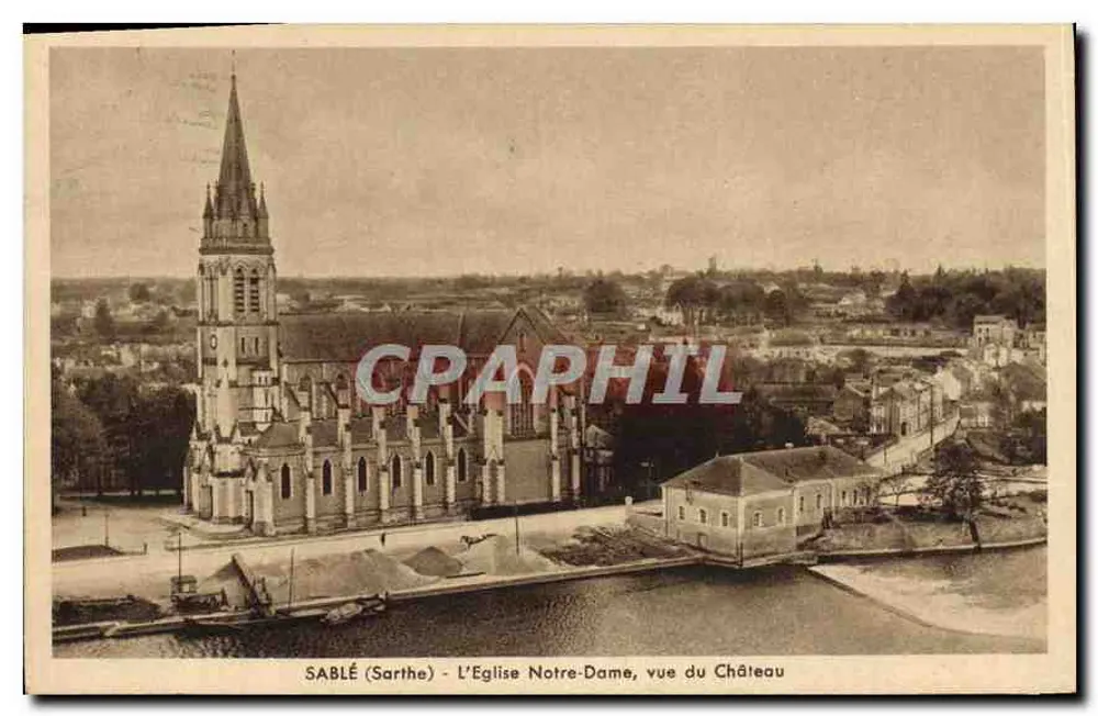 Sablé (Sarthe) - Ansicht der Kirche Notre-Dame vom Schloss — C. Lambert, Fotograf - Vorderseite