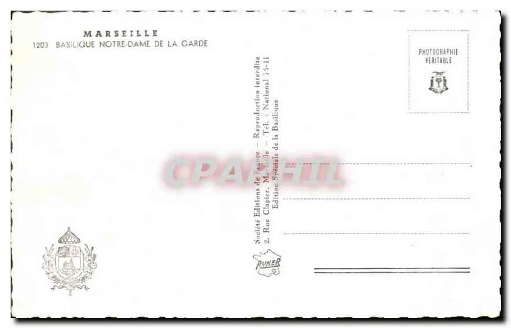 Marseille — Basílica Nossa Senhora da Guarda — Edição Especial da Basílica - Verso