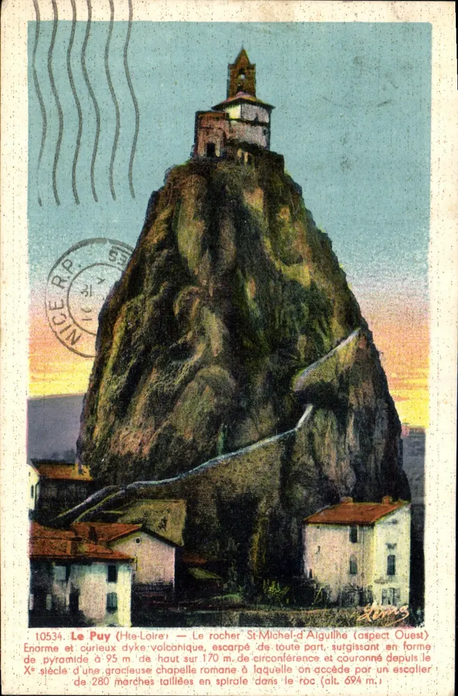 Le Puy (Haute-Loire) — Der Felsen Saint-Michel-d'Aiguilhe (Westseite) — Photo-Impr. Léon Maréchal - Vorderseite