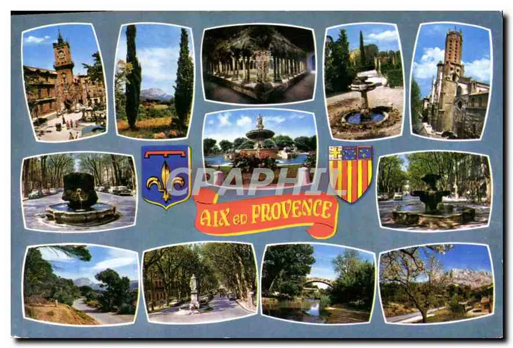 Aix-en-Provence — Panoramablick mit Denkmälern und Landschaften — Éditions du France, Marseille - Vorderseite