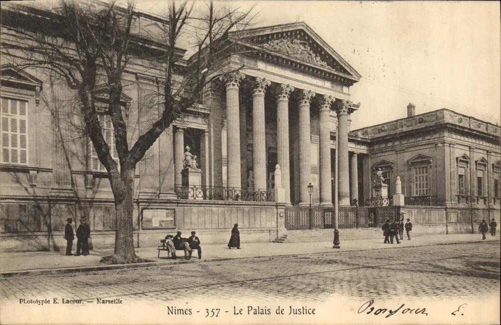Nîmes - Het Paleis van Justitie — Fototypie E. Lacour — Marseille, n° 357 - Voorkant
