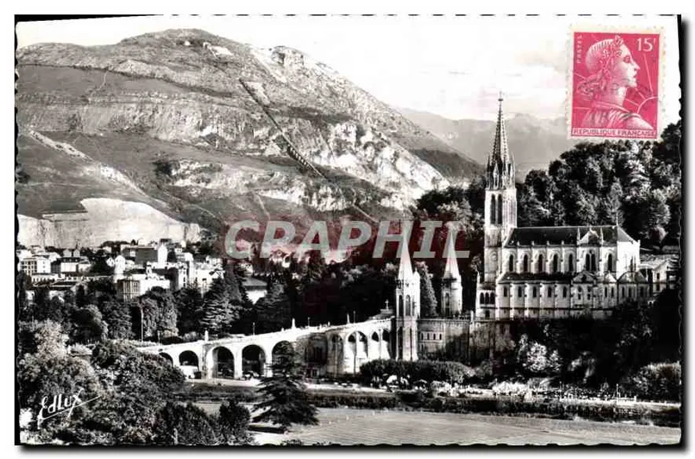 Lourdes — A Basílica e o Pic du Jer — Edição P. Doucet & Place Pérarnale - Frente