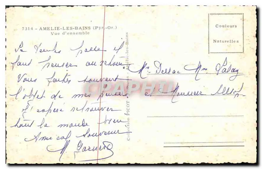 Amélie-les-Bains (Pyr.-Or.) — Vista geral — Editor Picot, n° 7314 - Verso