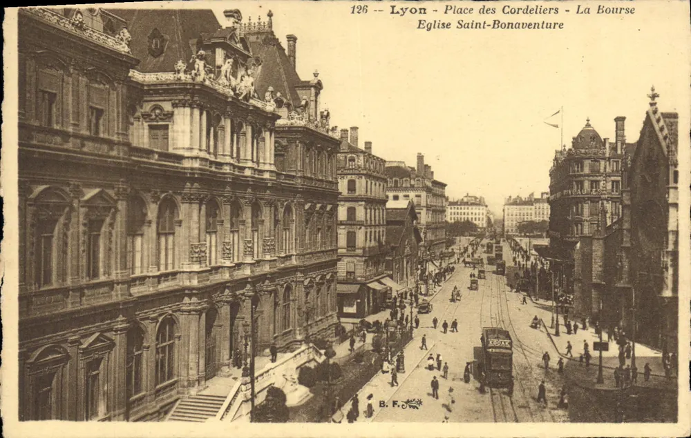 Lyon - Place des Cordeliers - Kirche Saint-Bonaventure - Die Börse - Vorderseite