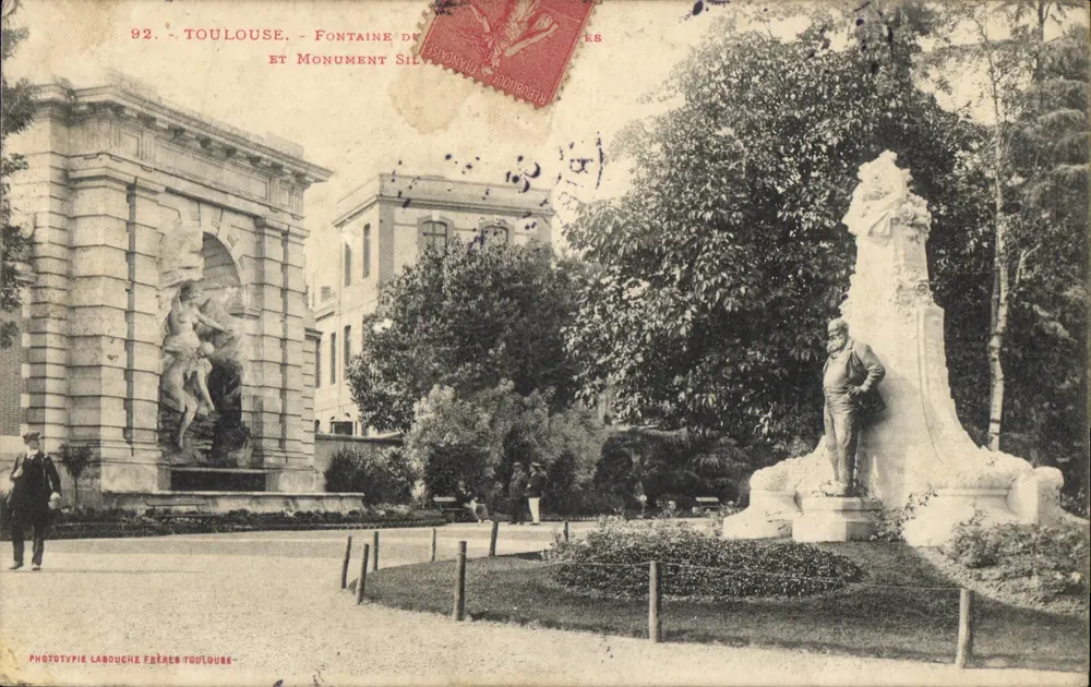 Toulouse - Fontaine e Monumento Silvain — Fototipia Labouche Frères Toulouse - Frente