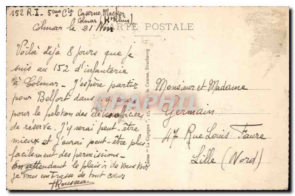 Colmar - Casa Pfister — editor 'W. Coiffeur' n°12 - Verso