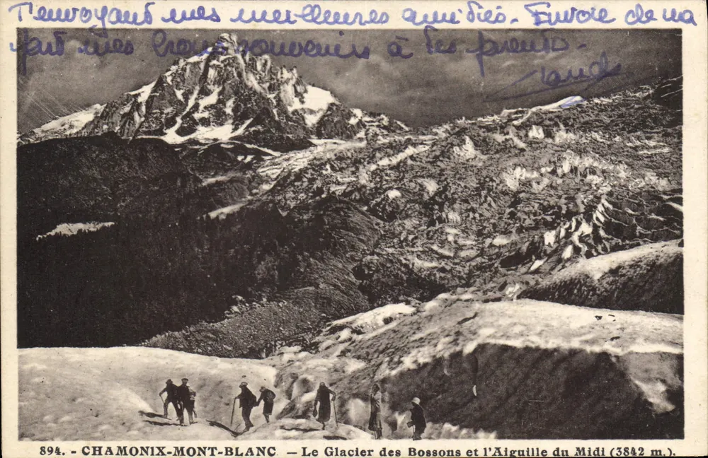 Chamonix-Mont-Blanc — Der Bossons-Gletscher und die Aiguille du Midi (3842 m.) — n° 894 - Vorderseite