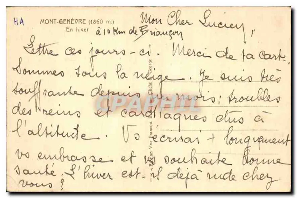 Mont-Genèvre (1860 m.) — zimą, 10 km od Briançon — wydawca Vve François Batail - Rewers