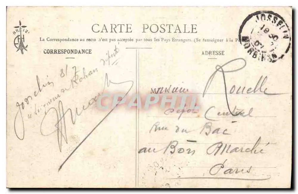 Castelo de Josselin — Bretanha — Coleção E. Hamonic — n°708 - Verso