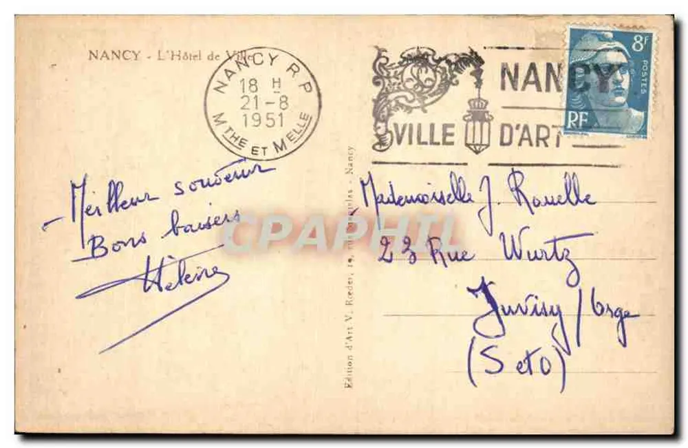 NANCY — Hotel de Ville — Wydawnictwo Artystyczne V. Rieder, nr 24 - Rewers