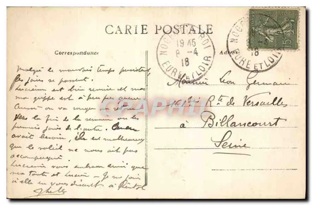 Abtei Coulombs — Portal des 13. Jahrhunderts — Foto und Ausgabe G. Andrieux, Nogent-le-Roi - Rückseite