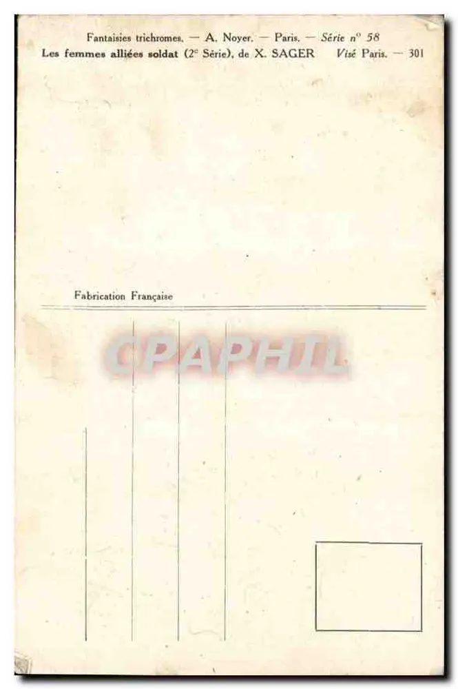 Japan — Frauensoldatin — A. Noyer, Serie Nr. 58 - Rückseite