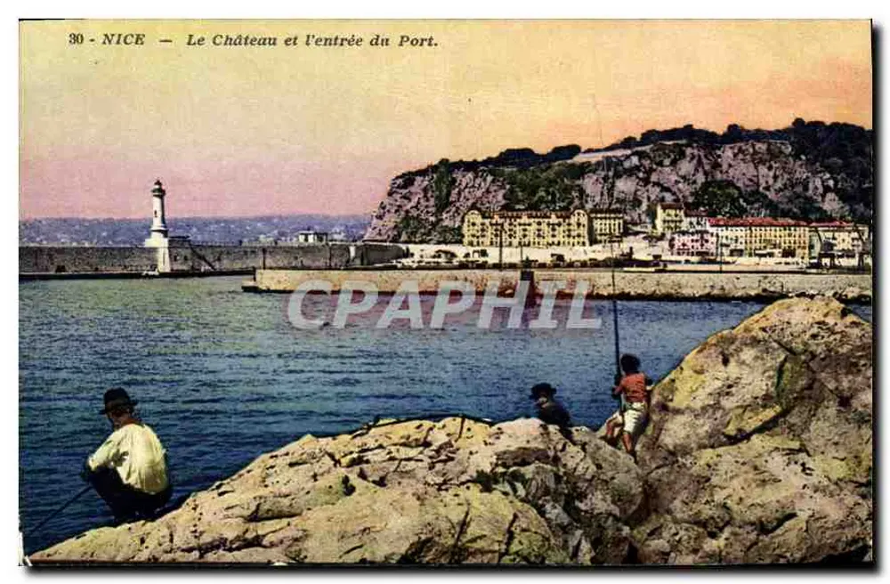 NICE — O Castelo e a entrada do Porto — Editor: C. L. C. NICE, n° 30 - Frente