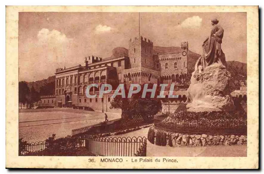 Mônaco - O Palácio do Príncipe — edição Moderne, Monte-Carlo, n°36 - Frente