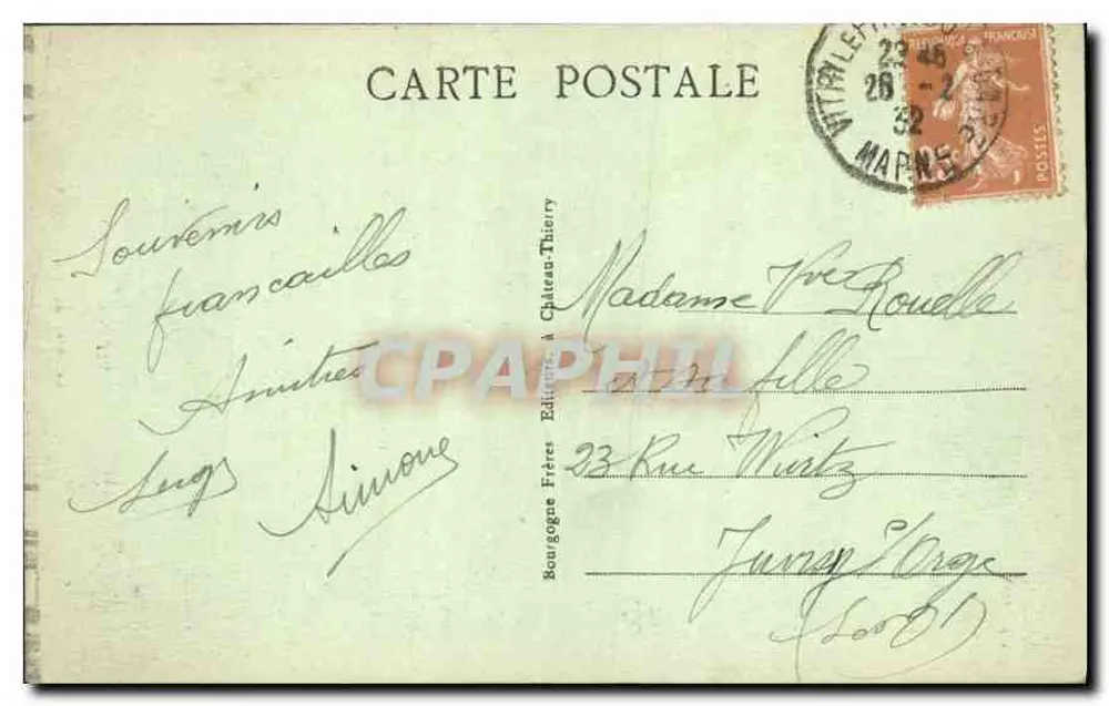 VITRY-le-FRANCOIS (Marne) — Innenansicht der Kathedrale — Verlag Bourgogne Frères - Rückseite