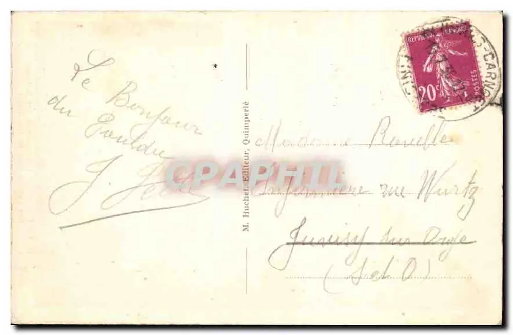 Le Pouldu - Roche percée na Praia — editor M. Huchet, n°19 - Verso
