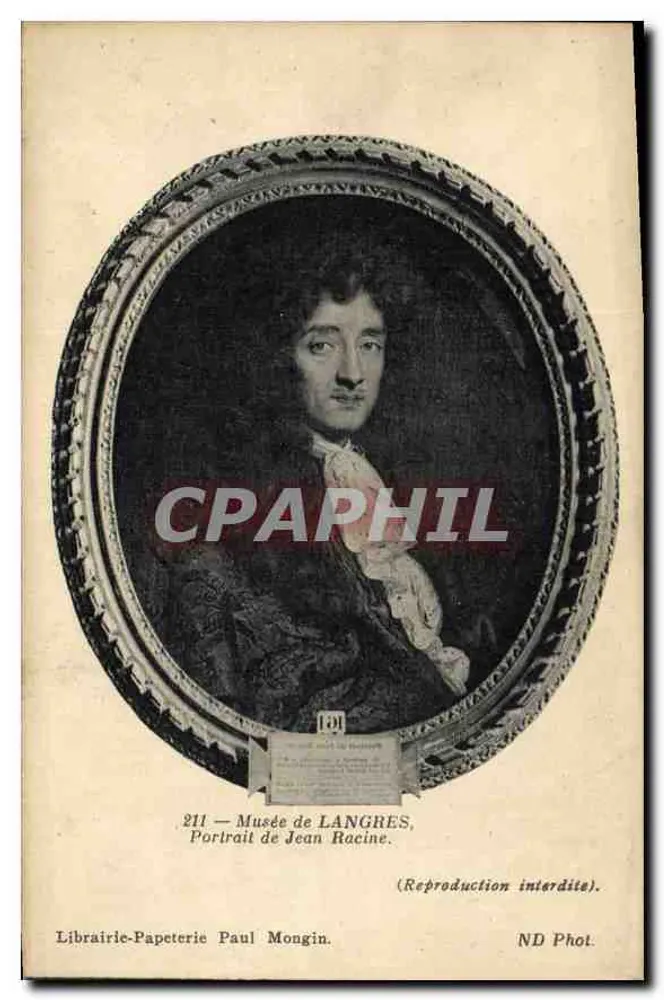 Museu de Langres — Retrato de Jean Racine — Livraria-Papelaria Paul Mongin - Frente