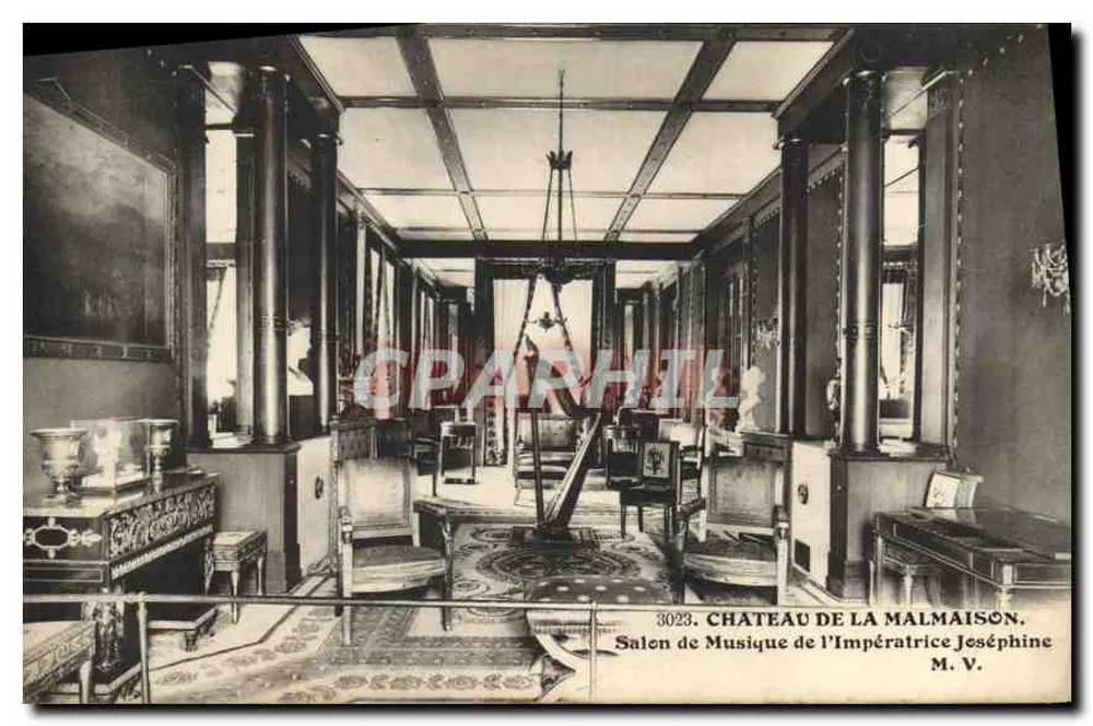 Musikzimmer der Kaiserin Joséphine — Schloss La Malmaison — Verleger Marino Volponi, Paris, Nr. 3023 - Vorderseite