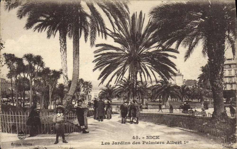 Los Jardines de los Palmieras Albert I — Niza — Edición Gilletta, n°45 - Anverso