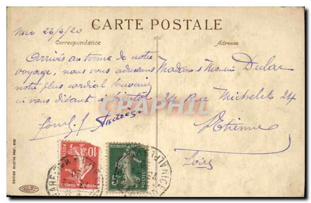 Nice - De Strand onder een golf — Uitgave Bilette N°145 - Achterkant