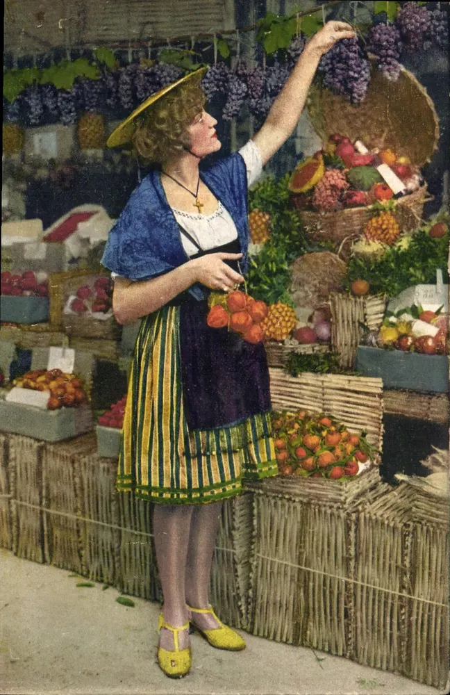 Mulher no mercado — Mercado das Flores — Fototipia A.D.A. - Frente