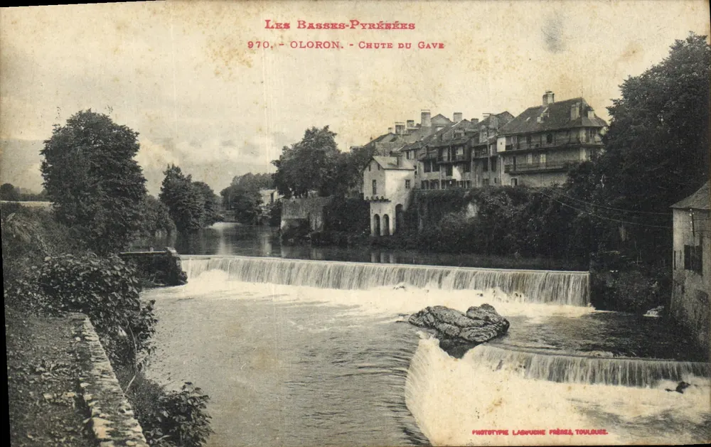Oloron - Queda do Gave — Les Basses-Pyrénées — Phototype Lapuché Frères, Toulouse - Frente