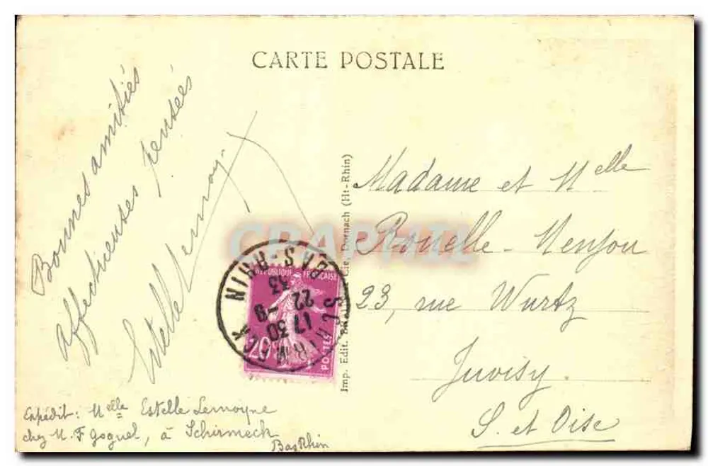 Grendelbruch — Ruínas do castelo de Guirbaden — Editora: Estelle Lemoigne, n° 188 - Verso