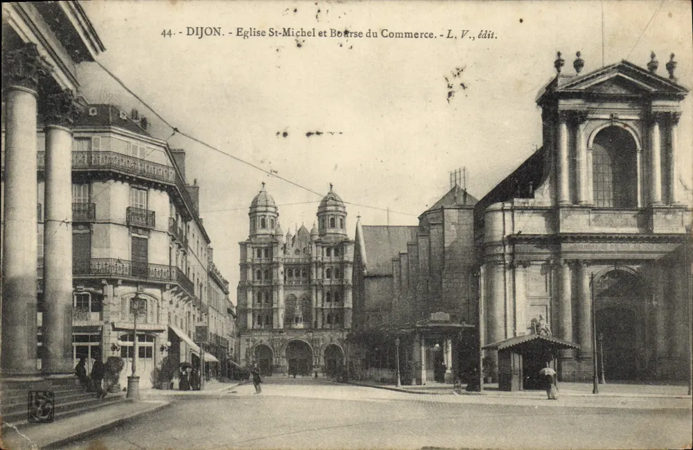 Dijon - Igreja de São Miguel e Bolsa do Comércio - L. V., editor - Frente