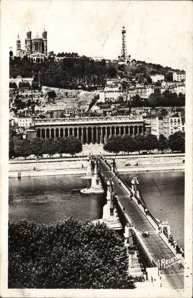 Lyon — Brücke des Palastes der Gerechtigkeit über die Saône und Hügel Fourvière — X. Goutagny, Verlag. - Vorderseite