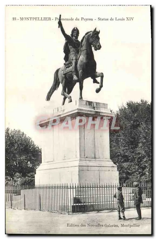 Montpellier - Promenade du Peyron - Statue des Louis XIV — Edition der Nouvelles Galeries, Montpellier, Nr. 18 - Vorderseite