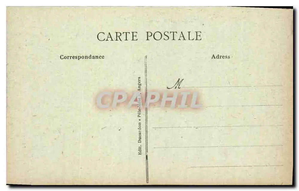 Angers - Logis Barrault — vista do pátio interno com estátua — editor Ducardon & Fils - Verso