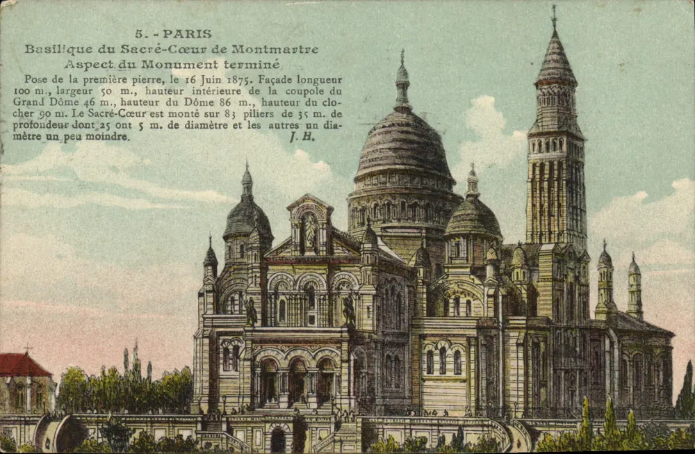 Paris - Basilika des Heiligen Herzens von Montmartre — Ansicht des fertiggestellten Denkmals — J. H. - Vorderseite