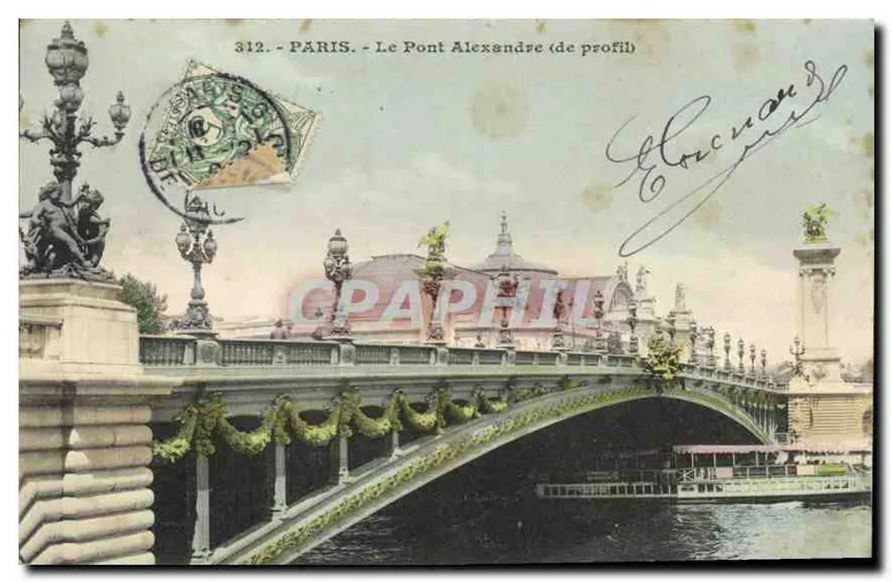 Paris - O Pont Alexandre (de perfil) - Editor: C. P. G. n°312 - Frente