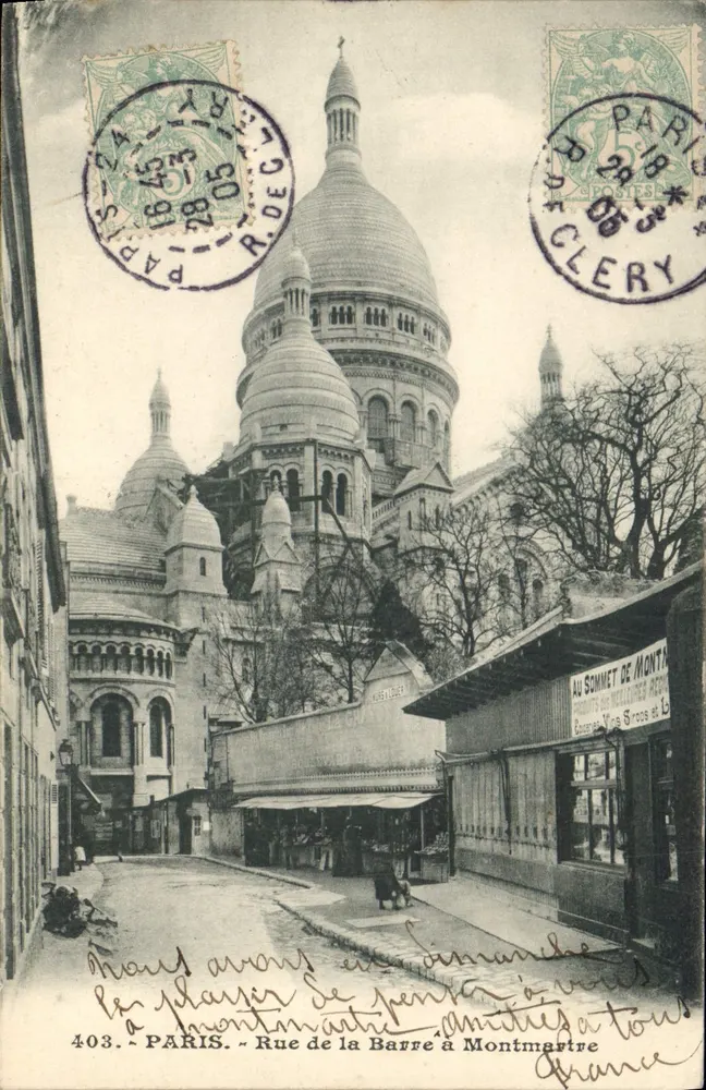 Sacré-Cœur von Montmartre — Blick von der Rue de la Barre — anonymer Verlag, Nr. 403 - Vorderseite