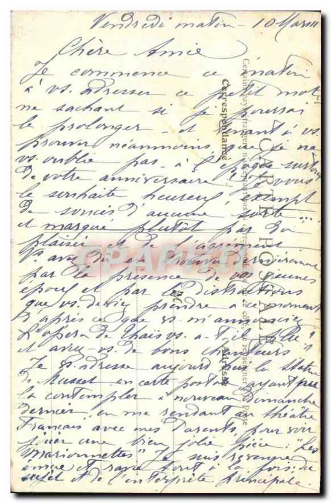 Paris — Estátua de Alfred de Musset — erguida em 1906 sob a Galeria do Teatro Francês - Verso