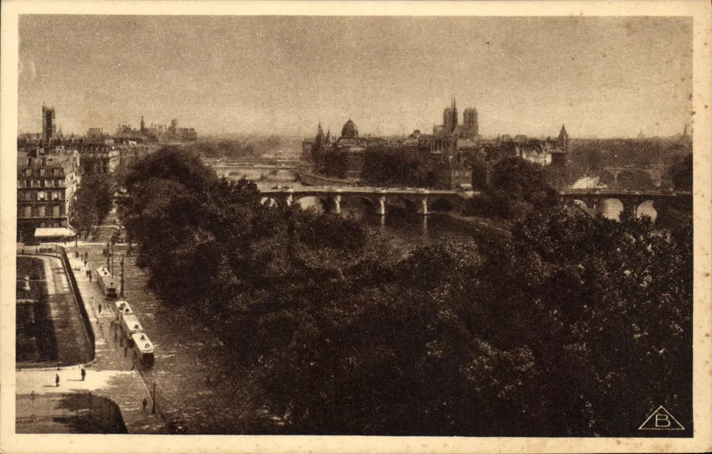 Paris — Vista panorâmica da Ilha de La Cité — Edição Braun & Cie, N° 49 - Frente