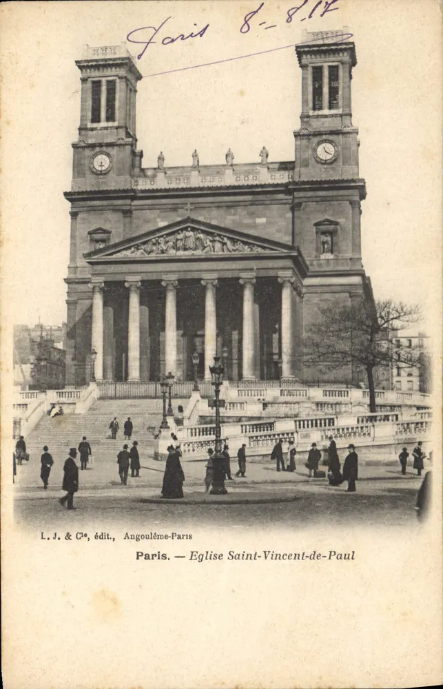 Paris — Igreja de São Vicente de Paulo — L. J. & Cie, editora, Angoulême-Paris - Frente