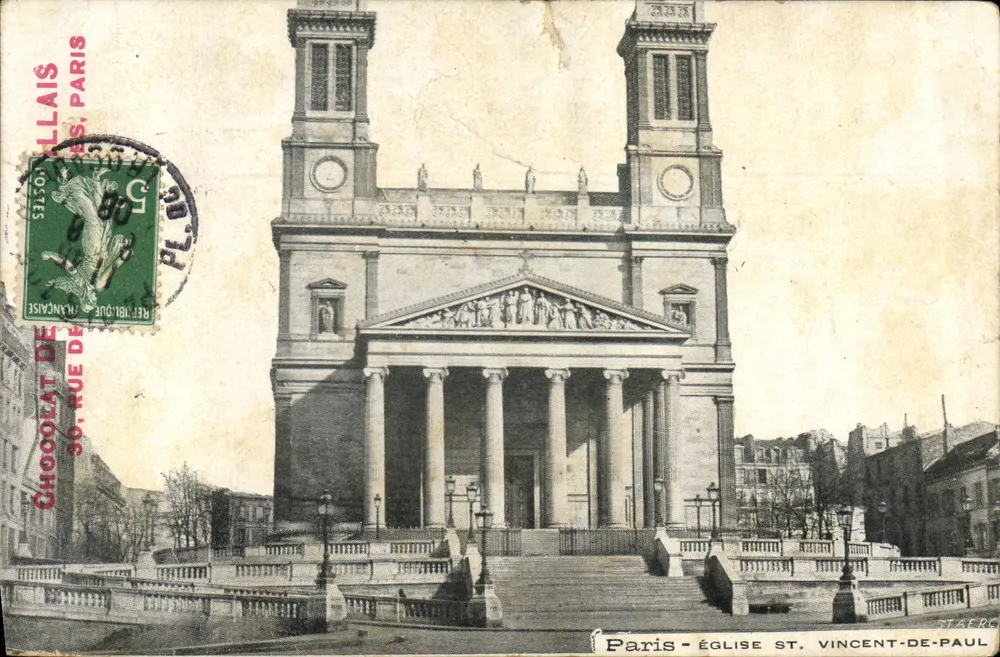 Paris - Igreja de São Vicente de Paulo — vista da fachada neoclássica — editor Taerc - Frente