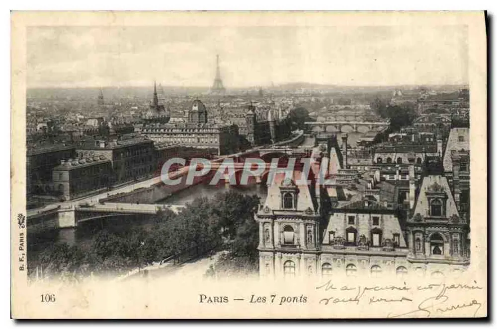 Paris — Os 7 pontes — B. F., Paris, n° 106 - Frente