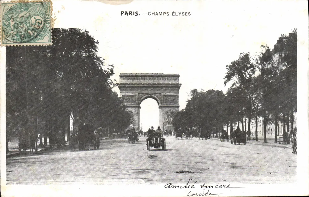 Paris — Champs Élysées — Arco do Triunfo — editor não visível - Frente