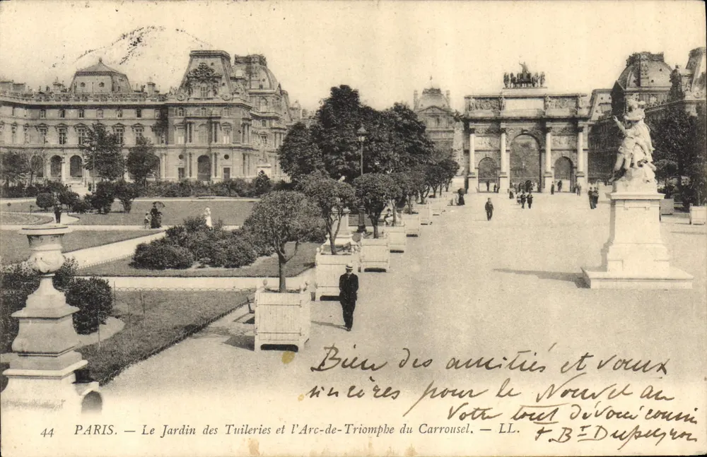 PARIS — Der Tuileries-Garten und der Arc de Triomphe du Carrousel — F.B. Dupuygron - Vorderseite
