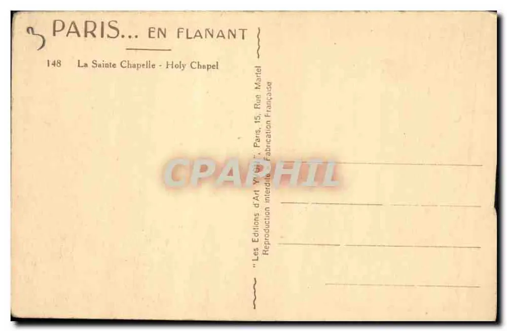 La Santa Capilla — París — Ediciones de Arte Flanant, n°148 - Reverso
