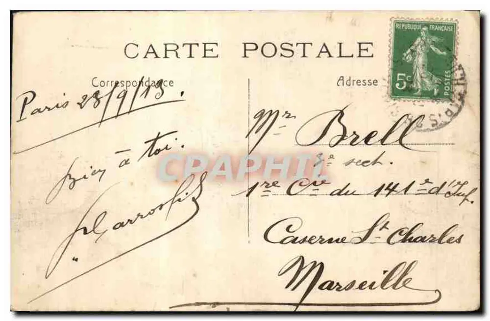 Paris - Place de la Concorde — estátua equestre — Jules Seeberger - Verso