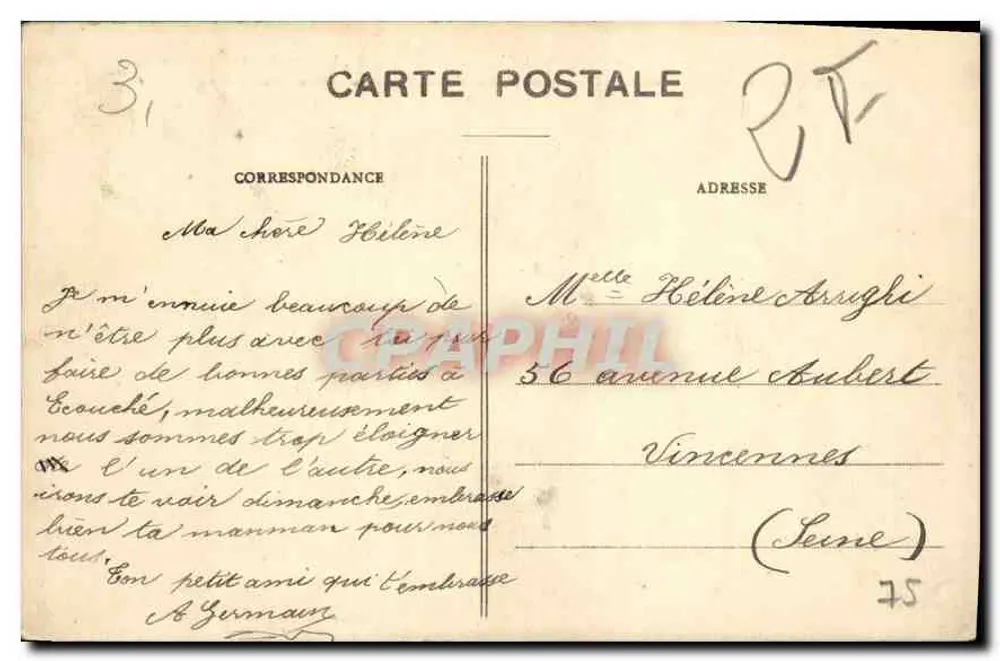 Paris - Die Ufer der Seine - Die Brücke Louis-Philippe — Wasserstandsmarkierung von Januar-Februar 1910 — Verlag J.H. - Rückseite