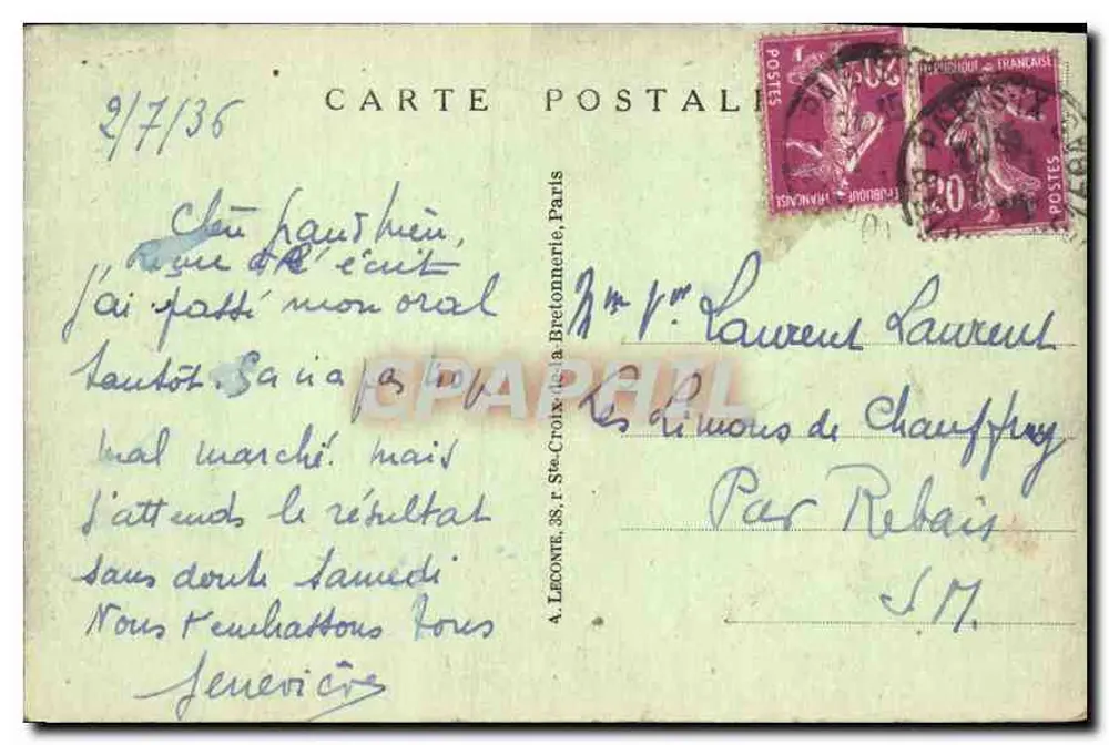 Paris — Place des Pyramides — Estátua de Joana d'Arc — A. L. - Verso