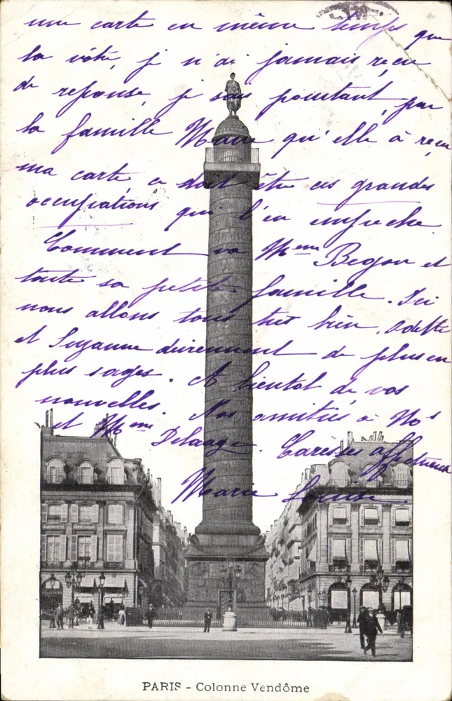 PARIS - Coluna Vendôme — vista urbana com monumento central — editor não visível - Frente