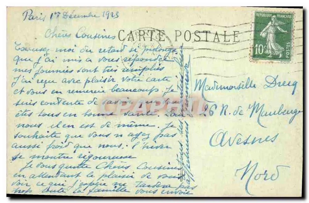 Paris - A Coluna Vendôme — vista da praça com carruagem — Fot. Marcel Delboy, Bordeaux - Verso