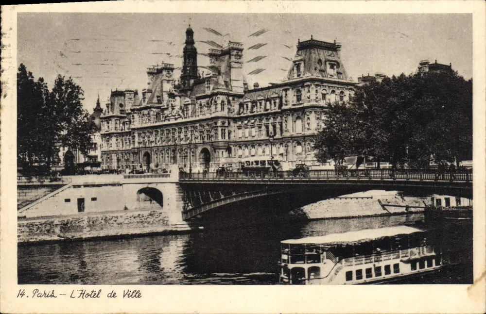 Paris — O Hôtel de Ville — Editor não identificado, n° de série 14 - Frente